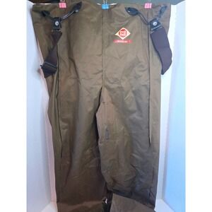 Vintage Red Ball Mens Chest Waders Fishing Bibs Olive Green Made in USA F0516 S